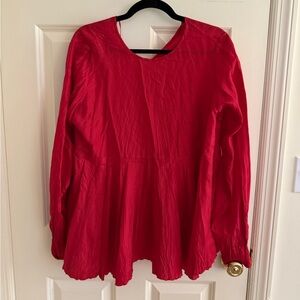 Joseph Silk Red Long Sleeve Blouse